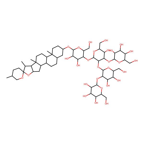 2D Structure of 2-[2-[4,5-Dihydroxy-2-(hydroxymethyl)-6-(5',7,9,13-tetramethylspiro[5-oxapentacyclo[10.8.0.02,9.04,8.013,18]icosane-6,2'-oxane]-16-yl)oxyoxan-3-yl]oxy-3-[4,5-dihydroxy-6-(hydroxymethyl)-3-[3,4,5-trihydroxy-6-(hydroxymethyl)oxan-2-yl]oxyoxan-2-yl]oxy-5-hydroxy-6-(hydroxymethyl)oxan-4-yl]oxy-6-(hydroxymethyl)oxane-3,4,5-triol