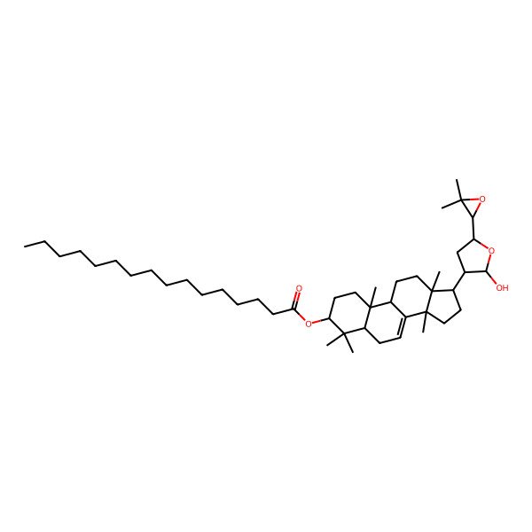 2D Structure of [(3S,5R,9R,10R,13S,14S,17S)-17-[(2R,3S,5R)-5-[(2R)-3,3-dimethyloxiran-2-yl]-2-hydroxyoxolan-3-yl]-4,4,10,13,14-pentamethyl-2,3,5,6,9,11,12,15,16,17-decahydro-1H-cyclopenta[a]phenanthren-3-yl] hexadecanoate