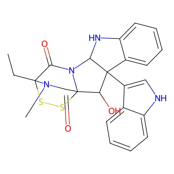 2D Structure of 14-ethyl-2-hydroxy-3-(1H-indol-3-yl)-18-methyl-15,16-dithia-10,12,18-triazapentacyclo[12.2.2.01,12.03,11.04,9]octadeca-4,6,8-triene-13,17-dione