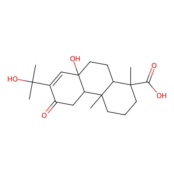 2D Structure of (1S,4aS,4bR,8aS,10aR)-8a-hydroxy-7-(2-hydroxypropan-2-yl)-1,4a-dimethyl-6-oxo-2,3,4,4b,5,9,10,10a-octahydrophenanthrene-1-carboxylic acid