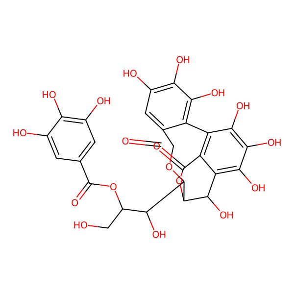 2D Structure of [1-(2,3,4,7,8,9,19-Heptahydroxy-12,17-dioxo-13,16-dioxatetracyclo[13.3.1.05,18.06,11]nonadeca-1,3,5(18),6,8,10-hexaen-14-yl)-1,3-dihydroxypropan-2-yl] 3,4,5-trihydroxybenzoate