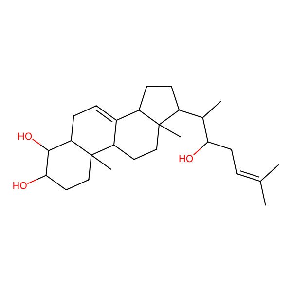 2D Structure of (3S,4R,5R,9R,10R,13R,14R,17R)-17-[(2S,3R)-3-hydroxy-6-methylhept-5-en-2-yl]-10,13-dimethyl-2,3,4,5,6,9,11,12,14,15,16,17-dodecahydro-1H-cyclopenta[a]phenanthrene-3,4-diol