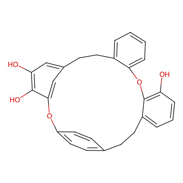 2D Structure of 2,16-Dioxapentacyclo[23.2.2.13,7.010,15.017,22]triaconta-1(27),3(30),4,6,10,12,14,17(22),18,20,25,28-dodecaene-4,5,18-triol