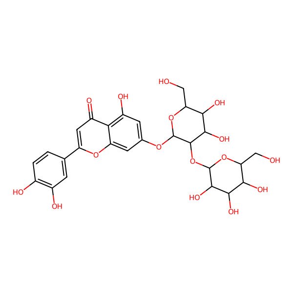 2D Structure of 7-[4,5-Dihydroxy-6-(hydroxymethyl)-3-[3,4,5-trihydroxy-6-(hydroxymethyl)oxan-2-yl]oxyoxan-2-yl]oxy-2-(3,4-dihydroxyphenyl)-5-hydroxychromen-4-one