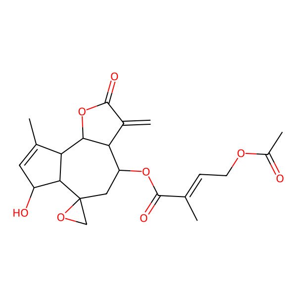 2D Structure of [(3aR,4R,6R,6aS,7S,9aR,9bS)-7-hydroxy-9-methyl-3-methylidene-2-oxospiro[4,5,6a,7,9a,9b-hexahydro-3aH-azuleno[4,5-b]furan-6,2'-oxirane]-4-yl] (Z)-4-acetyloxy-2-methylbut-2-enoate