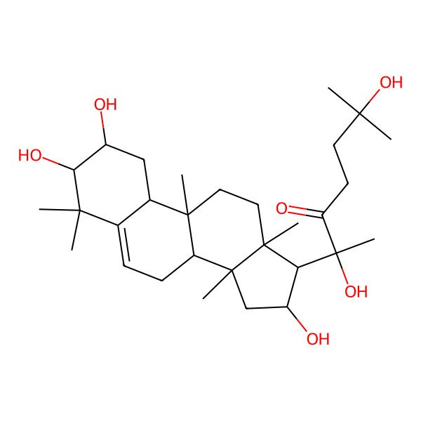2D Structure of (2R)-2,6-dihydroxy-6-methyl-2-[(2S,3R,8R,9R,10S,13R,14S,16R,17R)-2,3,16-trihydroxy-4,4,9,13,14-pentamethyl-2,3,7,8,10,11,12,15,16,17-decahydro-1H-cyclopenta[a]phenanthren-17-yl]heptan-3-one