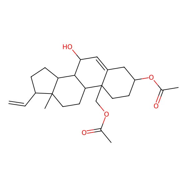 2D Structure of [(3R,7S,8S,9S,10S,13R,14S,17R)-3-acetyloxy-17-ethenyl-7-hydroxy-13-methyl-2,3,4,7,8,9,11,12,14,15,16,17-dodecahydro-1H-cyclopenta[a]phenanthren-10-yl]methyl acetate