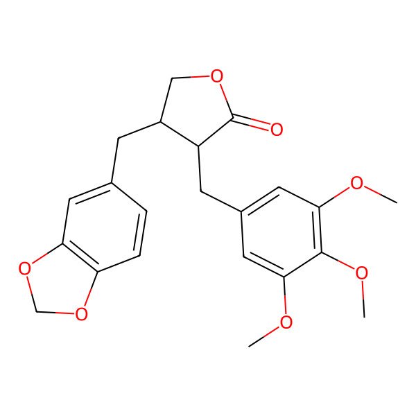 2D Structure of 2(3H)-Furanone, 4-(1,3-benzodioxol-5-ylmethyl)dihydro-3-((3,4,5-trimethoxyphenyl)methyl)-