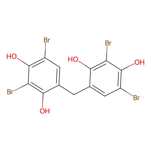 2D Structure of 2,4-Dibromo-6-[(3,5-dibromo-2,4-dihydroxyphenyl)methyl]benzene-1,3-diol