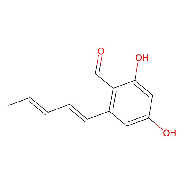 2D Structure of 2,4-dihydro-6-[(1'E,3'E)-penta-1',3'-dienyl]-benzaldehyde
