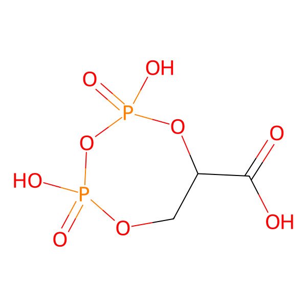 2D Structure of 2,4-Dihydroxy-1,3,5,2,4-trioxadiphosphepane-7-carboxylic acid 2,4-dioxide