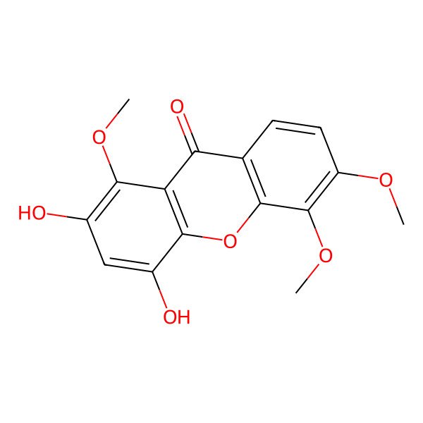 2D Structure of 2,4-Dihydroxy-1,5,6-trimethoxyxanthen-9-one 2D Structure of 2,4-Dihydroxy-1,5,6-trimethoxyxanthen-9-one