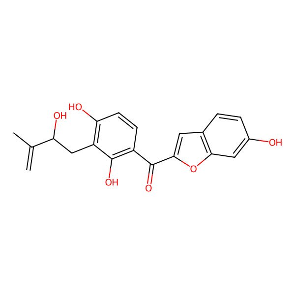 2D Structure of [2,4-dihydroxy-3-[(2R)-2-hydroxy-3-methylbut-3-enyl]phenyl]-(6-hydroxy-1-benzofuran-2-yl)methanone