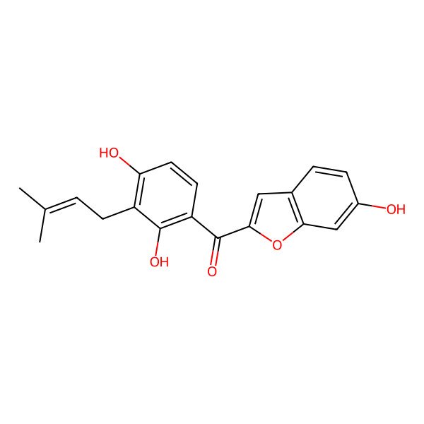 2D Structure of [2,4-Dihydroxy-3-(3-methylbut-2-enyl)phenyl]-(6-hydroxy-1-benzofuran-2-yl)methanone