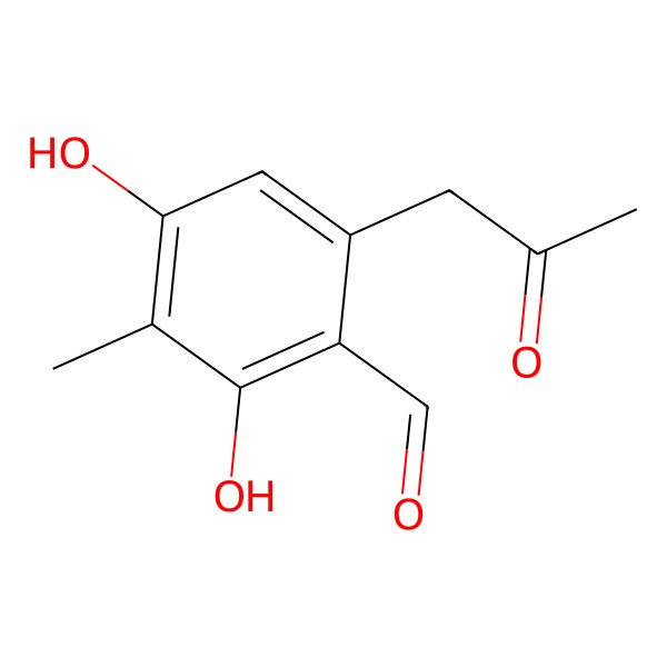 2D Structure of 2,4-Dihydroxy-3-methyl-6-(2-oxopropyl)benzaldehyde
