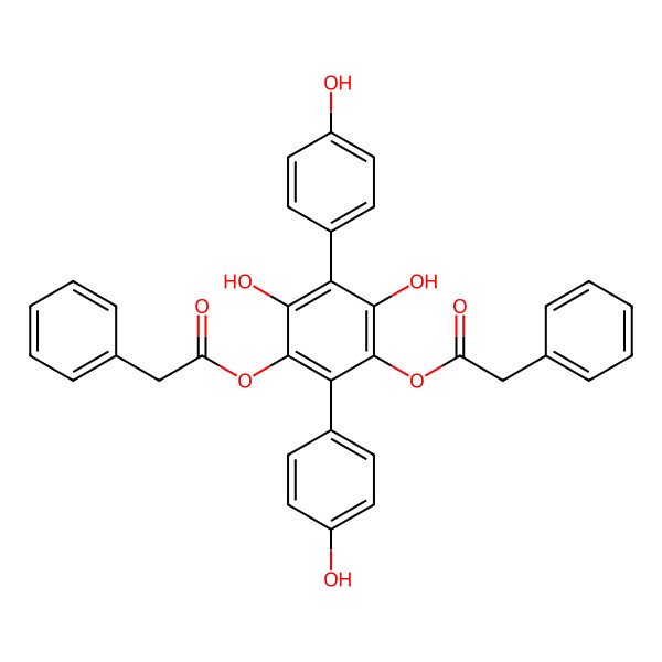 2D Structure of [2,4-Dihydroxy-3,6-bis(4-hydroxyphenyl)-5-(2-phenylacetyl)oxyphenyl] 2-phenylacetate