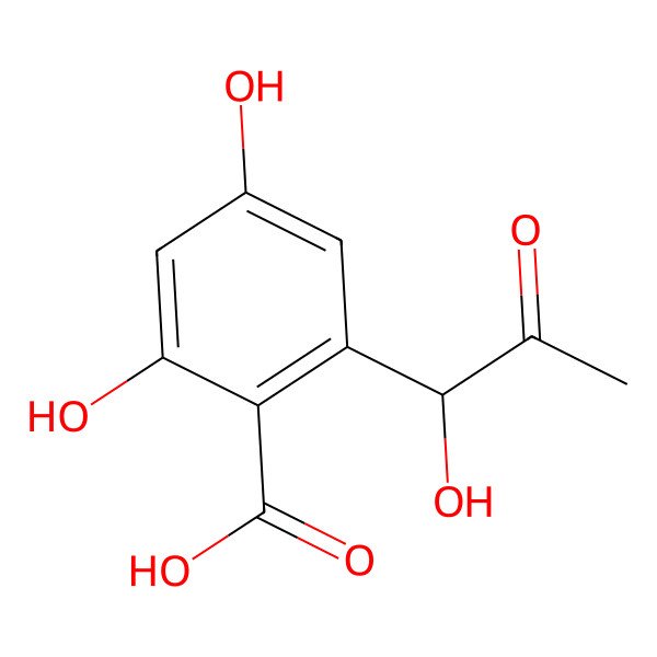 2D Structure of 2,4-Dihydroxy-6-(1-hydroxy-2-oxopropyl)benzoic acid