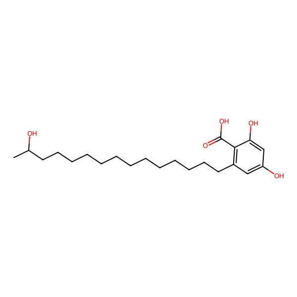 2D Structure of 2,4-Dihydroxy-6-[(14R)-14-hydroxypentadecyl]benzoic acid