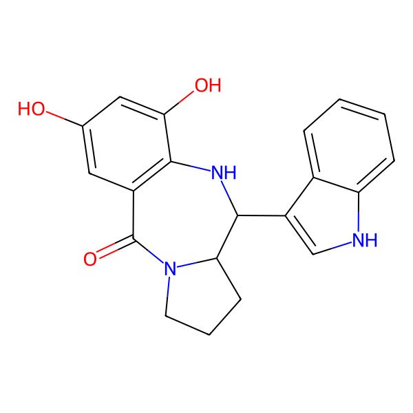 2D Structure of 2,4-dihydroxy-6-(1H-indol-3-yl)-5,6,6a,7,8,9-hexahydropyrrolo[2,1-c][1,4]benzodiazepin-11-one