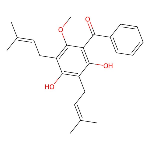 2D Structure of [2,4-Dihydroxy-6-methoxy-3,5-bis(3-methylbut-2-enyl)phenyl]-phenylmethanone