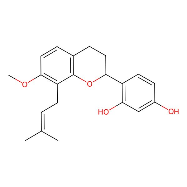 2D Structure of 2',4'-Dihydroxy-7-methoxy-8-prenylflavan