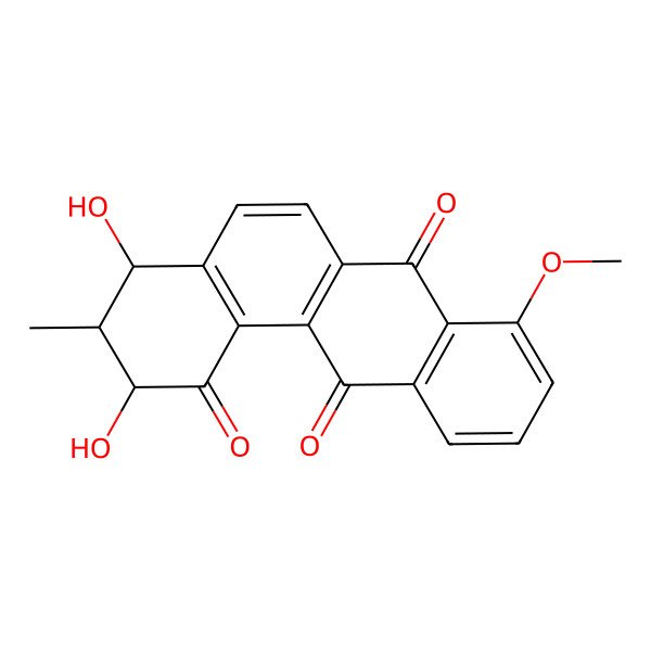 2D Structure of 2,4-dihydroxy-8-methoxy-3-methyl-3,4-dihydro-2H-benzo[a]anthracene-1,7,12-trione
