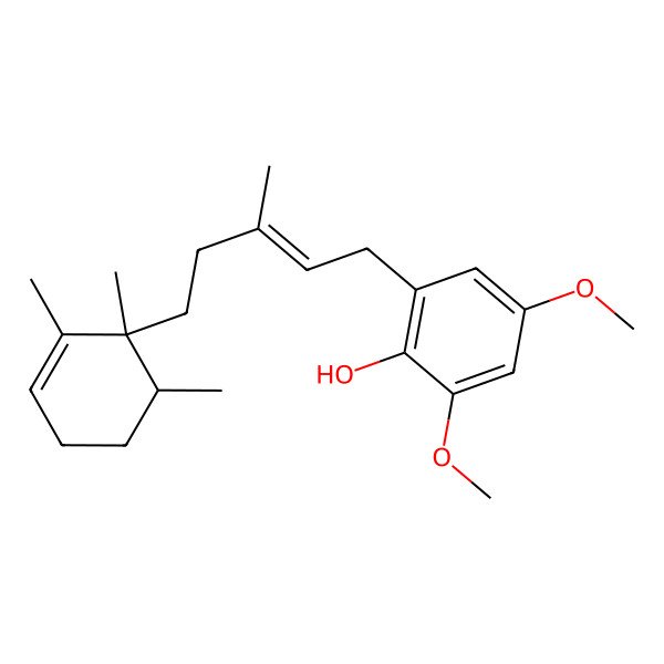 2D Structure of 2,4-Dimethoxy-6-[3-methyl-5-(1,2,6-trimethylcyclohex-2-en-1-yl)pent-2-enyl]phenol