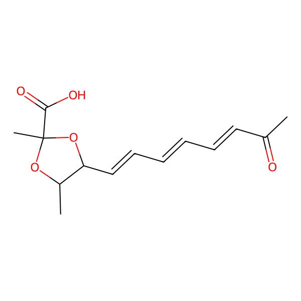 2D Structure of 2,4-Dimethyl-5-(7-oxoocta-1,3,5-trienyl)-1,3-dioxolane-2-carboxylic acid