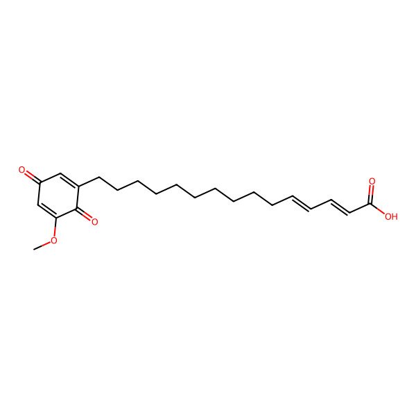 2D Structure of 2,4-Pentadecadienoic acid, 15-(5-methoxy-3,6-dioxo-1,4-cyclohexadien-1-yl)-, (E,E)-