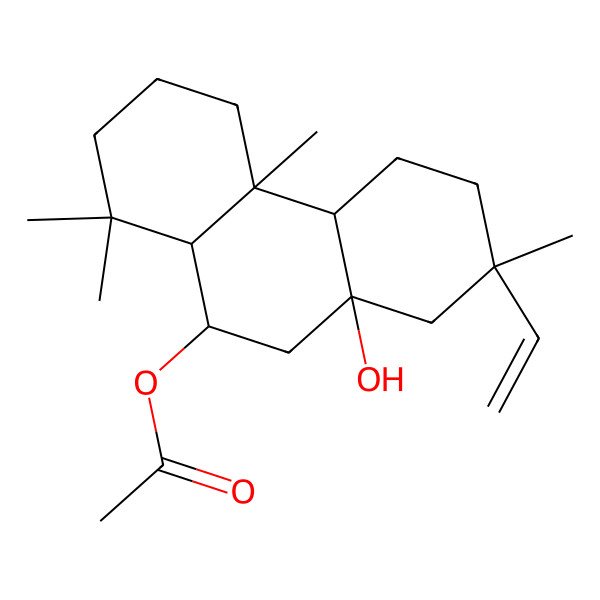 2D Structure of [(2S,4aS,4bS,8aS,9R,10aS)-2-ethenyl-10a-hydroxy-2,4b,8,8-tetramethyl-1,3,4,4a,5,6,7,8a,9,10-decahydrophenanthren-9-yl] acetate