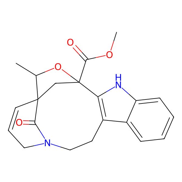 2D Structure of Methyl 2-methyl-20-oxo-3-oxa-6,16-diazapentacyclo[14.3.1.11,4.05,13.07,12]henicosa-5(13),7,9,11,18-pentaene-4-carboxylate