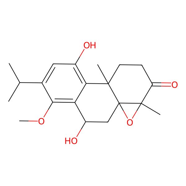 2D Structure of (1S,3S,10R,14S)-3,8-dihydroxy-5-methoxy-10,14-dimethyl-6-propan-2-yl-15-oxatetracyclo[8.5.0.01,14.04,9]pentadeca-4,6,8-trien-13-one