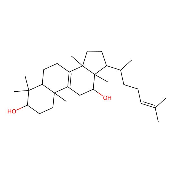 2D Structure of 4,4,10,13,14-pentamethyl-17-(6-methylhept-5-en-2-yl)-2,3,5,6,7,11,12,15,16,17-decahydro-1H-cyclopenta[a]phenanthrene-3,12-diol