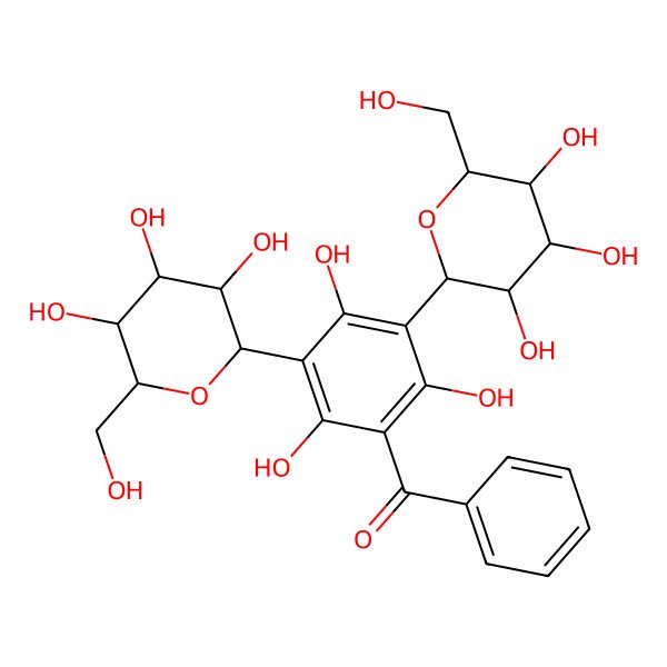 2D Structure of phenyl-[2,4,6-trihydroxy-3,5-bis[(2S,3R,4R,5R,6R)-3,4,5-trihydroxy-6-(hydroxymethyl)oxan-2-yl]phenyl]methanone