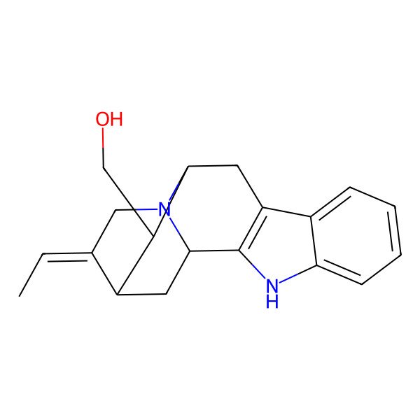 2D Structure of [(1S,12S,13R,14S,15E)-15-ethylidene-3,17-diazapentacyclo[12.3.1.02,10.04,9.012,17]octadeca-2(10),4,6,8-tetraen-13-yl]methanol