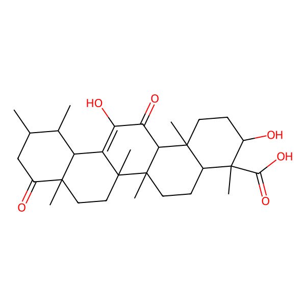 2D Structure of 3,13-dihydroxy-4,6a,6b,8a,11,12,14b-heptamethyl-9,14-dioxo-2,3,4a,5,6,7,8,10,11,12,12a,14a-dodecahydro-1H-picene-4-carboxylic acid 2D Structure of 3,13-dihydroxy-4,6a,6b,8a,11,12,14b-heptamethyl-9,14-dioxo-2,3,4a,5,6,7,8,10,11,12,12a,14a-dodecahydro-1H-picene-4-carboxylic acid