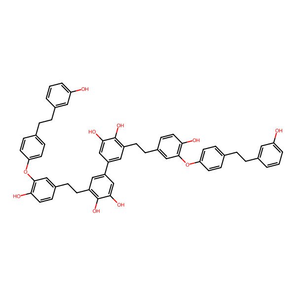 2D Structure of 5-[3,4-Dihydroxy-5-[2-[4-hydroxy-3-[4-[2-(3-hydroxyphenyl)ethyl]phenoxy]phenyl]ethyl]phenyl]-3-[2-[4-hydroxy-3-[4-[2-(3-hydroxyphenyl)ethyl]phenoxy]phenyl]ethyl]benzene-1,2-diol