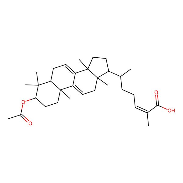 2D Structure of 6-(3-acetyloxy-4,4,10,13,14-pentamethyl-2,3,5,6,12,15,16,17-octahydro-1H-cyclopenta[a]phenanthren-17-yl)-2-methylhept-2-enoic acid