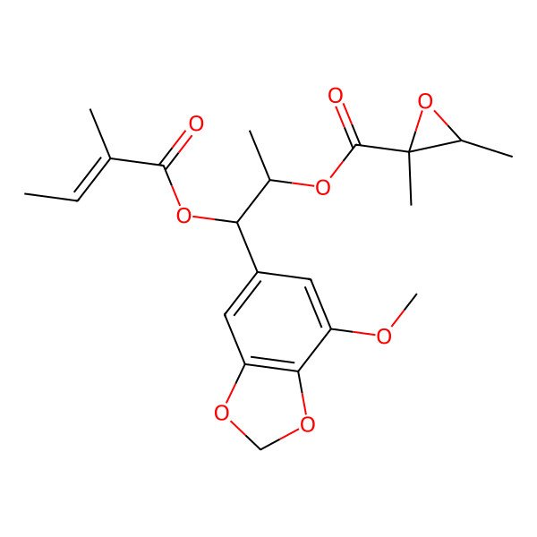 2D Structure of [(1R,2S)-1-(7-methoxy-1,3-benzodioxol-5-yl)-1-[(Z)-2-methylbut-2-enoyl]oxypropan-2-yl] 2,3-dimethyloxirane-2-carboxylate
