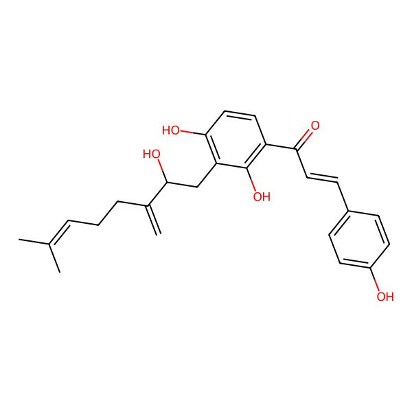 2D Structure of 2',4',4-Trihydroxy-3'-[2-hydroxy-7-methyl-3-methylene-6-octaenyl]chalcone