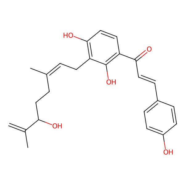 2D Structure of 2',4',4-Trihydroxy-3'-[6-hydroxy-3,7-dimethyl-2,7-octadienyl]chalcone