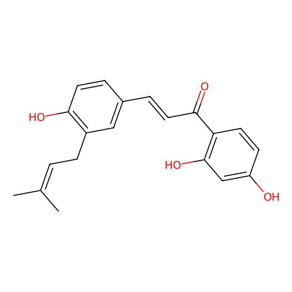 2D Structure of 2',4,4'-Trihydroxy-3-prenylchalcone