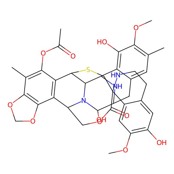 2D Structure of [(1R,2S,3R,11S,12R,14R,26R)-5,6',12-trihydroxy-6,7'-dimethoxy-7,21-dimethyl-27-oxospiro[17,19,28-trioxa-24-thia-13,30-diazaheptacyclo[12.9.6.13,11.02,13.04,9.015,23.016,20]triaconta-4(9),5,7,15,20,22-hexaene-26,1'-3,4-dihydro-2H-isoquinoline]-22-yl] acetate
