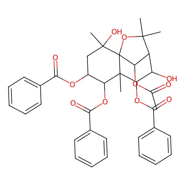 2D Structure of (12-Acetyloxy-5,7-dibenzoyloxy-2,8-dihydroxy-2,6,10,10-tetramethyl-11-oxatricyclo[7.2.1.01,6]dodecan-4-yl) benzoate