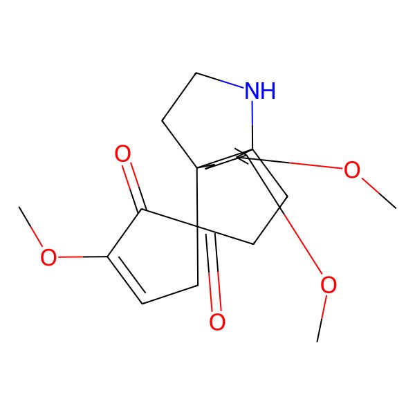 2D Structure of 2',4,5-Trimethoxyspiro[7-azatricyclo[4.3.3.01,6]dodec-4-ene-10,5'-cyclopent-2-ene]-1',3-dione