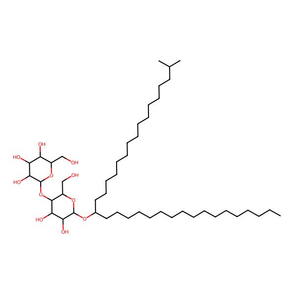 2D Structure of (2R,3S,4S,5S,6S)-2-[(2S,3R,4R,5S,6R)-4,5-dihydroxy-2-(hydroxymethyl)-6-(2-methyltetratriacontan-17-yloxy)oxan-3-yl]oxy-6-(hydroxymethyl)oxane-3,4,5-triol
