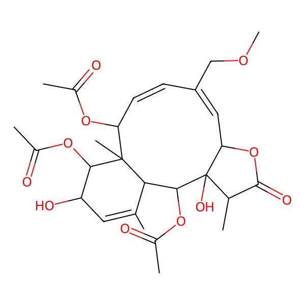2D Structure of [(1S,2S,3R,4R,7S,8E,10E,12S,13S,14S,15R)-2,14-diacetyloxy-3,15-dihydroxy-9-(methoxymethyl)-4,13,17-trimethyl-5-oxo-6-oxatricyclo[11.4.0.03,7]heptadeca-8,10,16-trien-12-yl] acetate