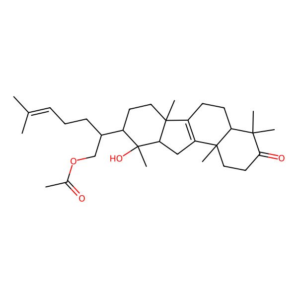 2D Structure of [2-(10-Hydroxy-4,4,6b,10,11b-pentamethyl-3-oxo-1,2,4a,5,6,7,8,9,10a,11-decahydrobenzo[a]fluoren-9-yl)-6-methylhept-5-enyl] acetate