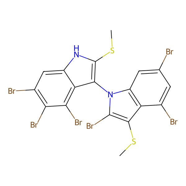 2D Structure of 2,4,6-tribromo-3-methylsulfanyl-1-(4,5,6-tribromo-2-methylsulfanyl-1H-indol-3-yl)indole