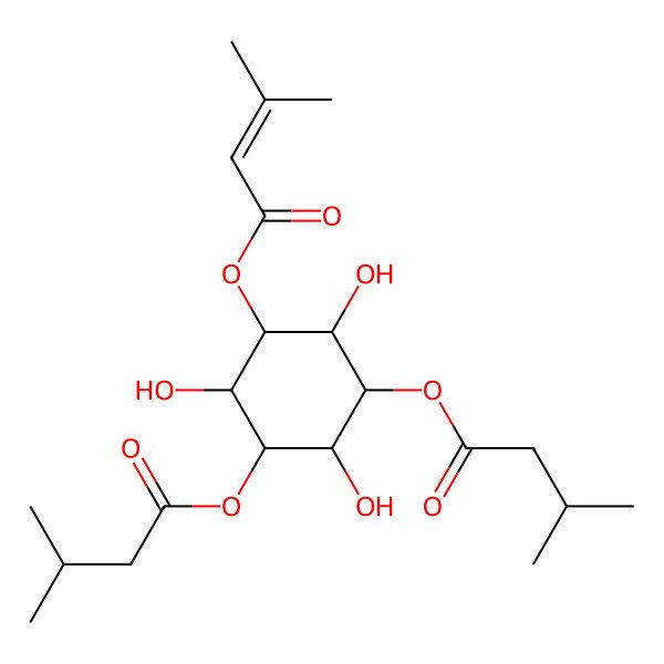 2D Structure of [2,4,6-Trihydroxy-3-(3-methylbutanoyloxy)-5-(3-methylbut-2-enoyloxy)cyclohexyl] 3-methylbutanoate